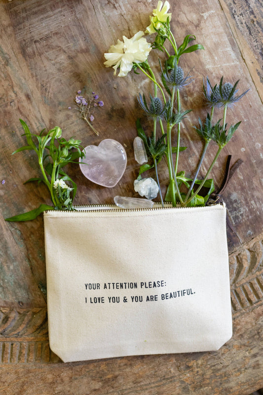 Your Attention Please Canvas Zip Bag