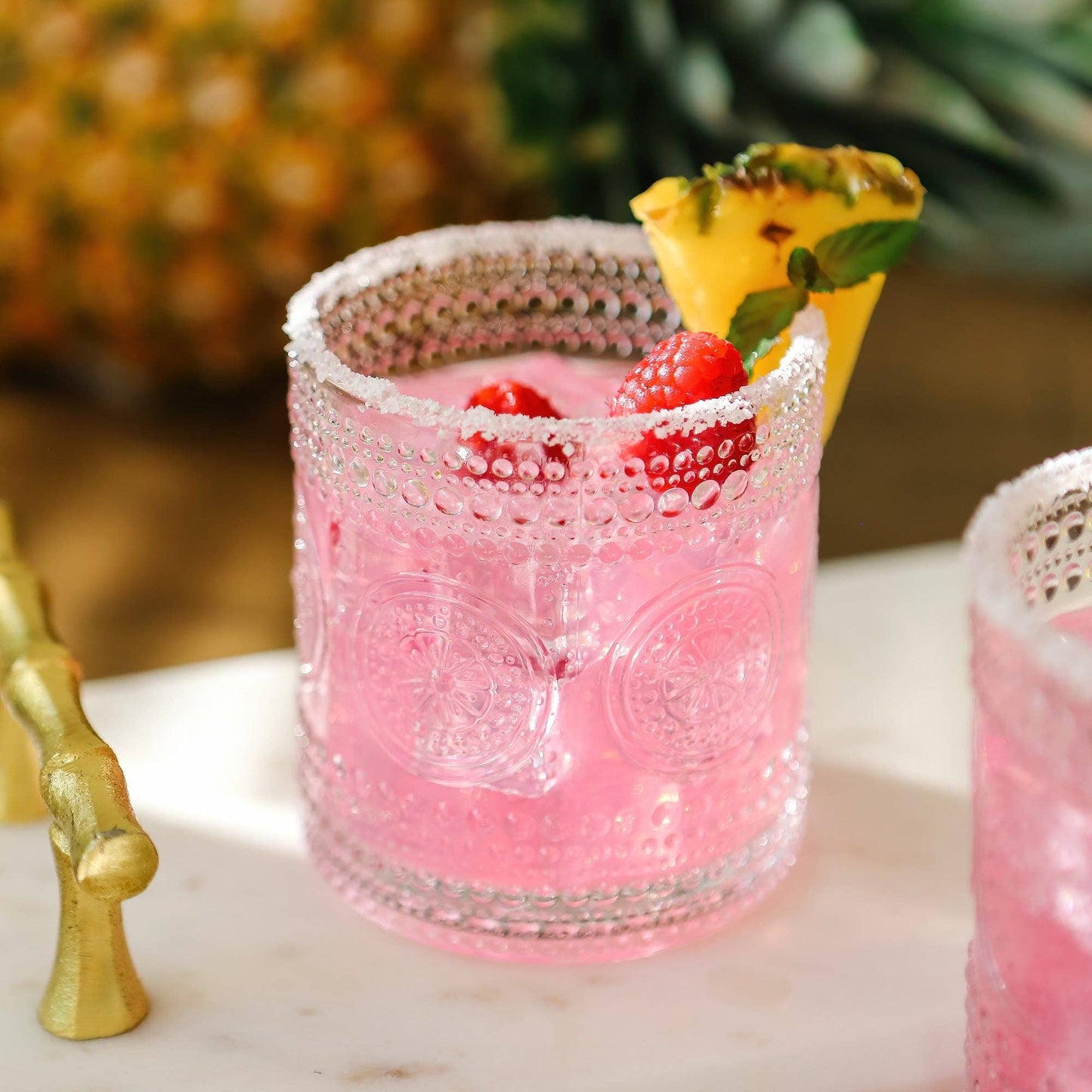 10 oz. Hobnail Beaded Floral Clear Drinking Glasses