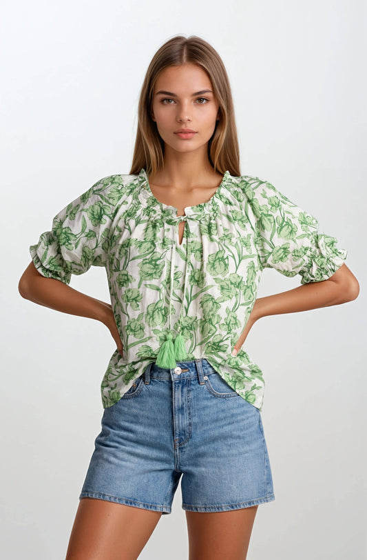 BUBBLE SLEEVE SWING TOP - 45543T