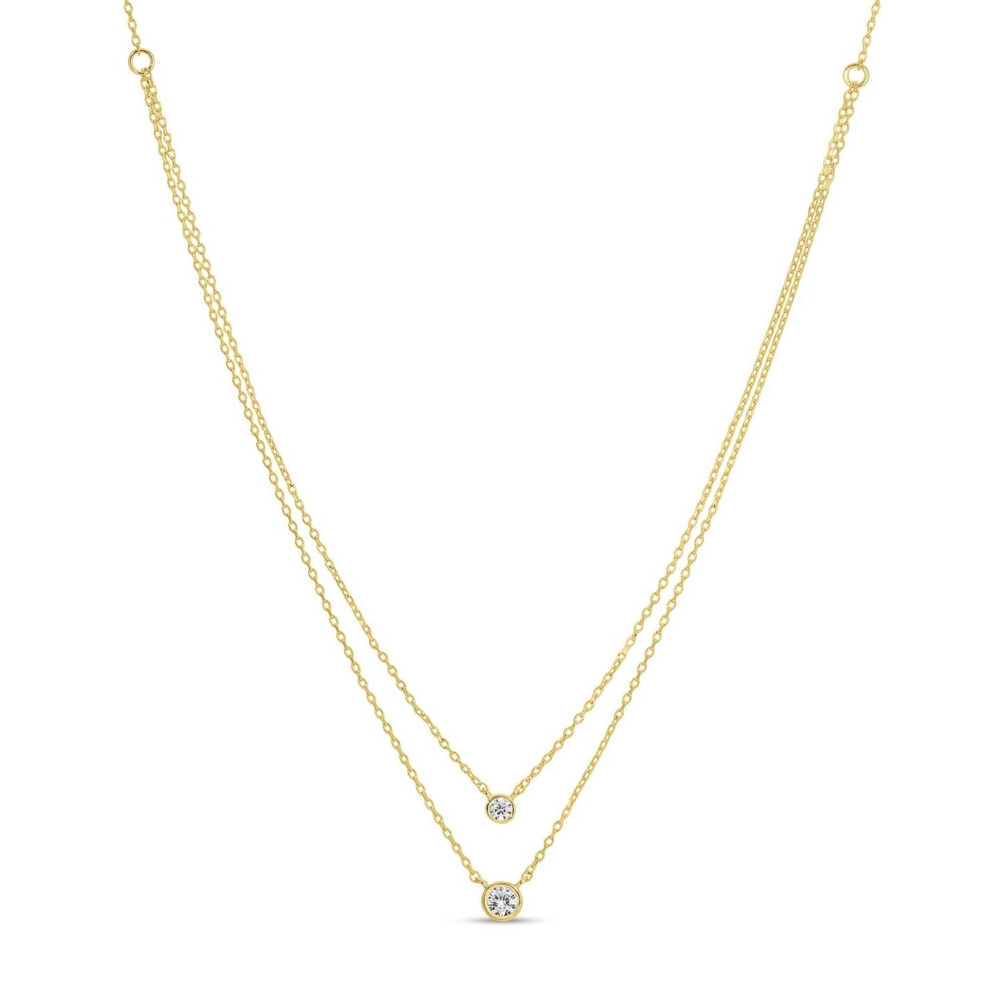Double Layer Appeal Framed Cz Necklace