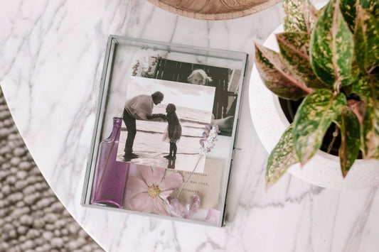 Rectangle Glass and Zinc Memory Box - 10" x 8" x 2"