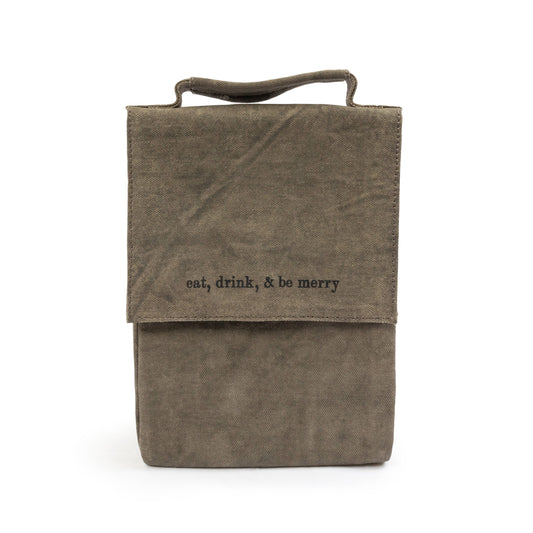 "eat, drink, & be merry" Washed Canvas Lunchbox 7"W x 9"T x 5.5"D