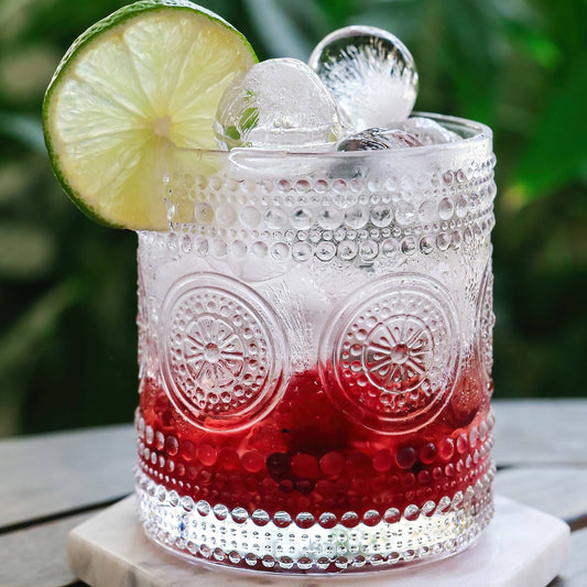 10 oz. Hobnail Beaded Floral Clear Drinking Glasses