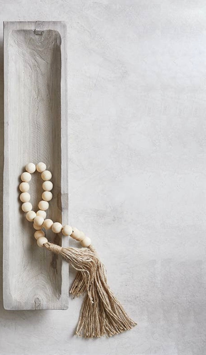 Natural Wood Beads With Jute Tassel