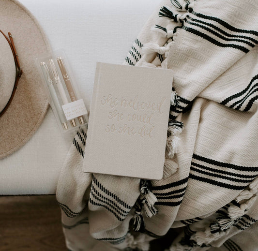 She Believed Linen Notebook