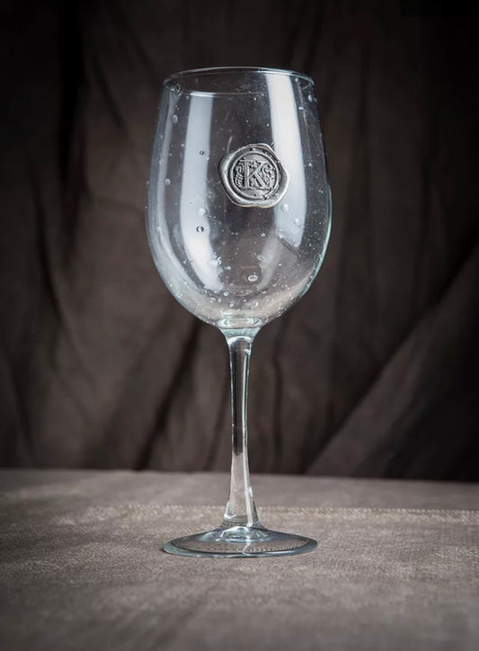 Wine Pewter Initial Glass