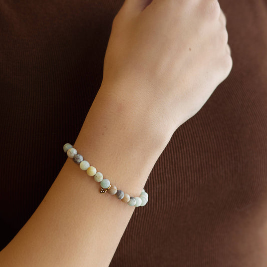 Gemstone Bracelet with Heart Charm-Amazonite