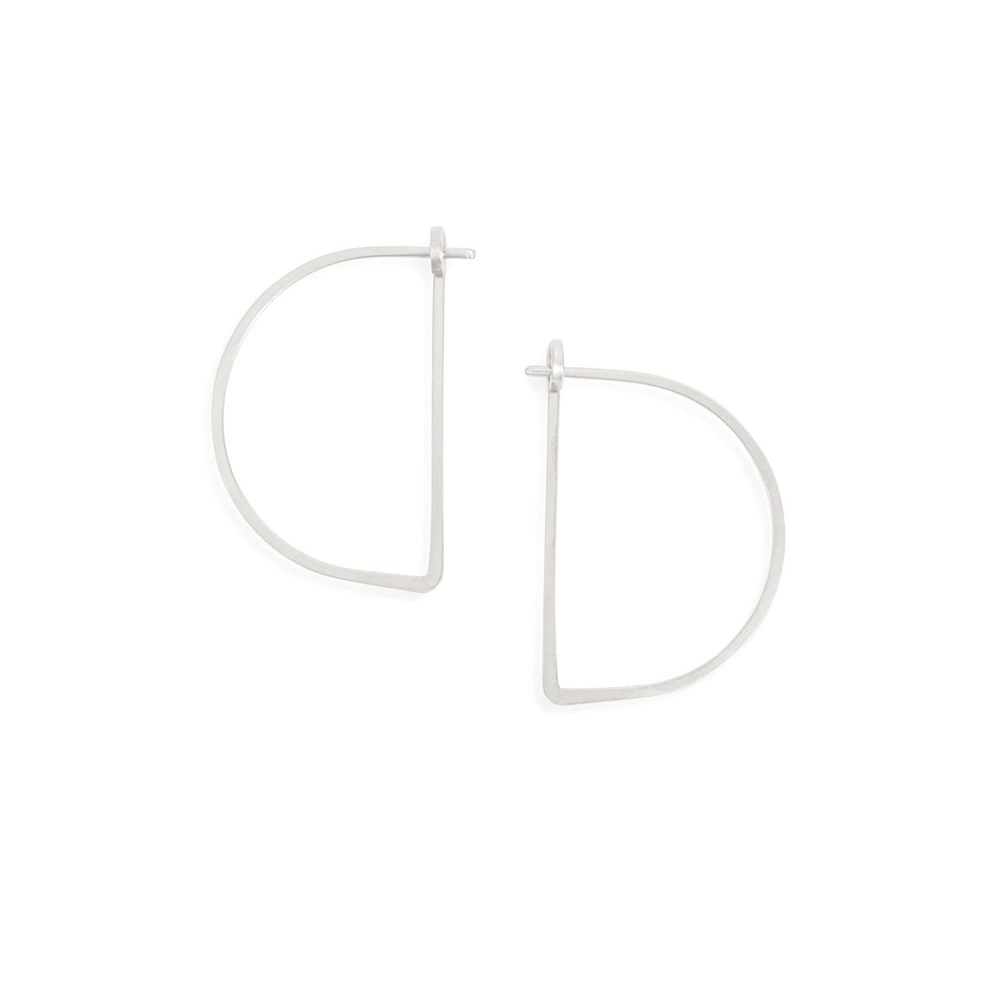 Minimal Hoop Earrings - Small Semi Circle Half Moon