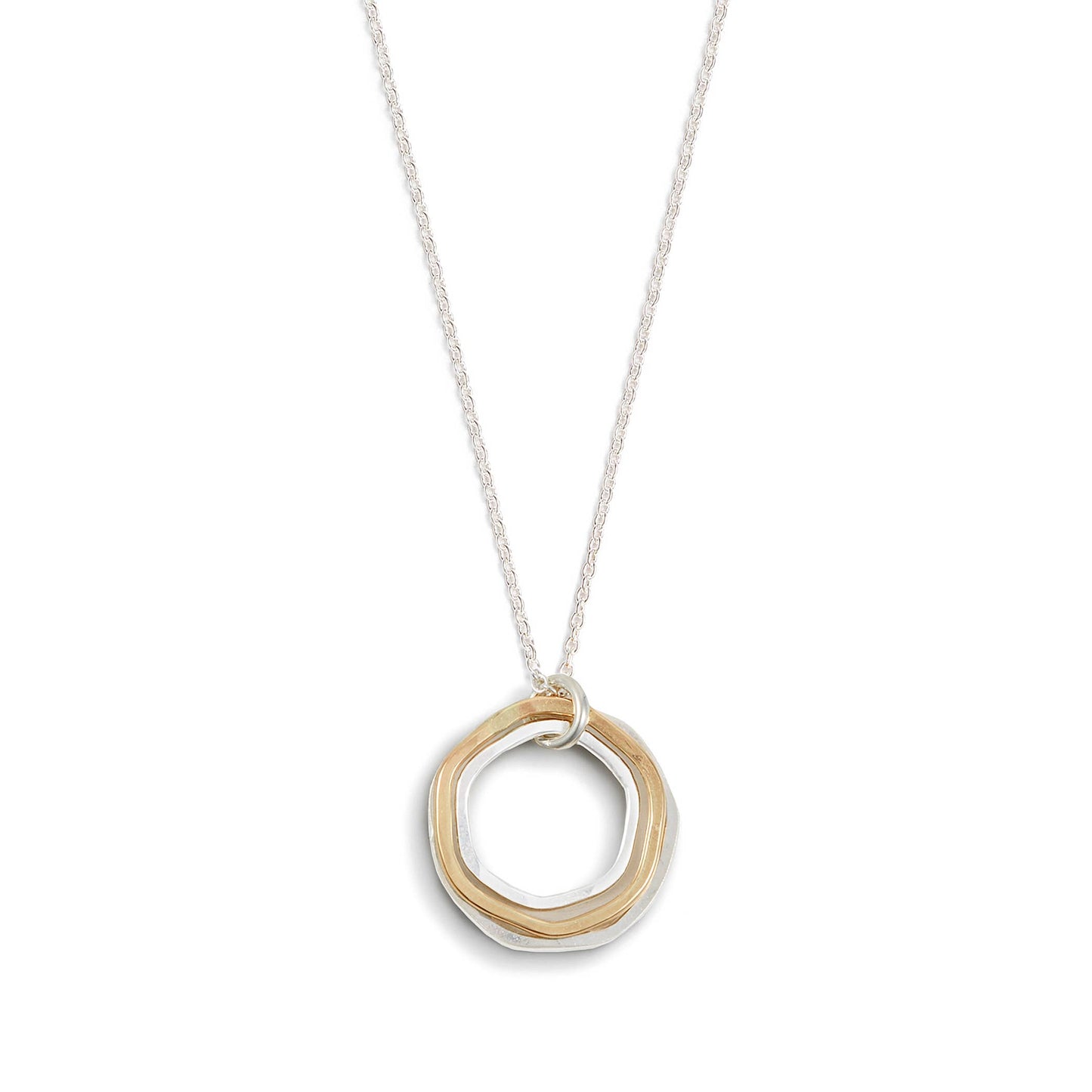 River Rocks Necklace, Three Circles Silver Gold Dainty