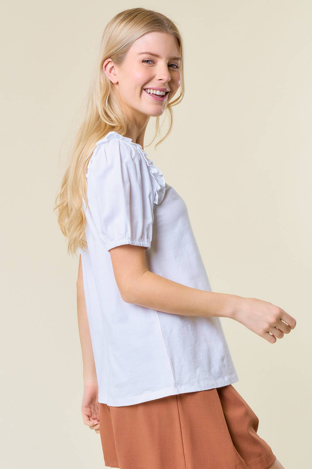Frilled Puff Sleeve Top
