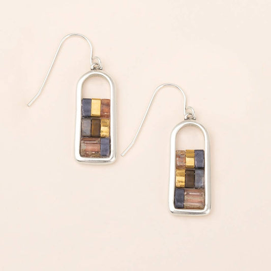 Good Karma Miyuki Frame Earring - Gunmetal/Silver