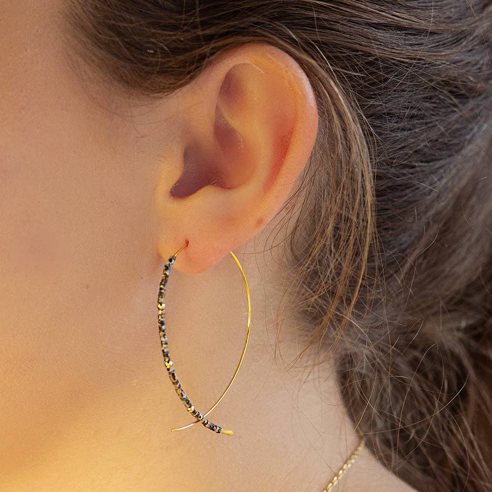 Confetti Earrings-Tortoise | Threader Hoop Earrings