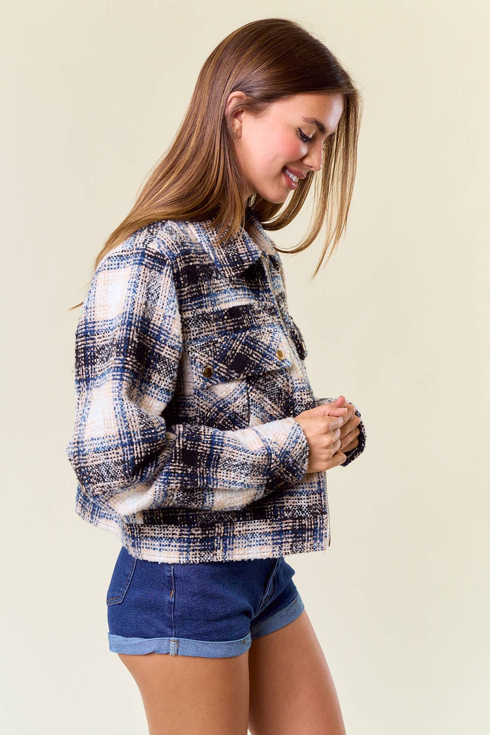 Textured Plaid Jacket