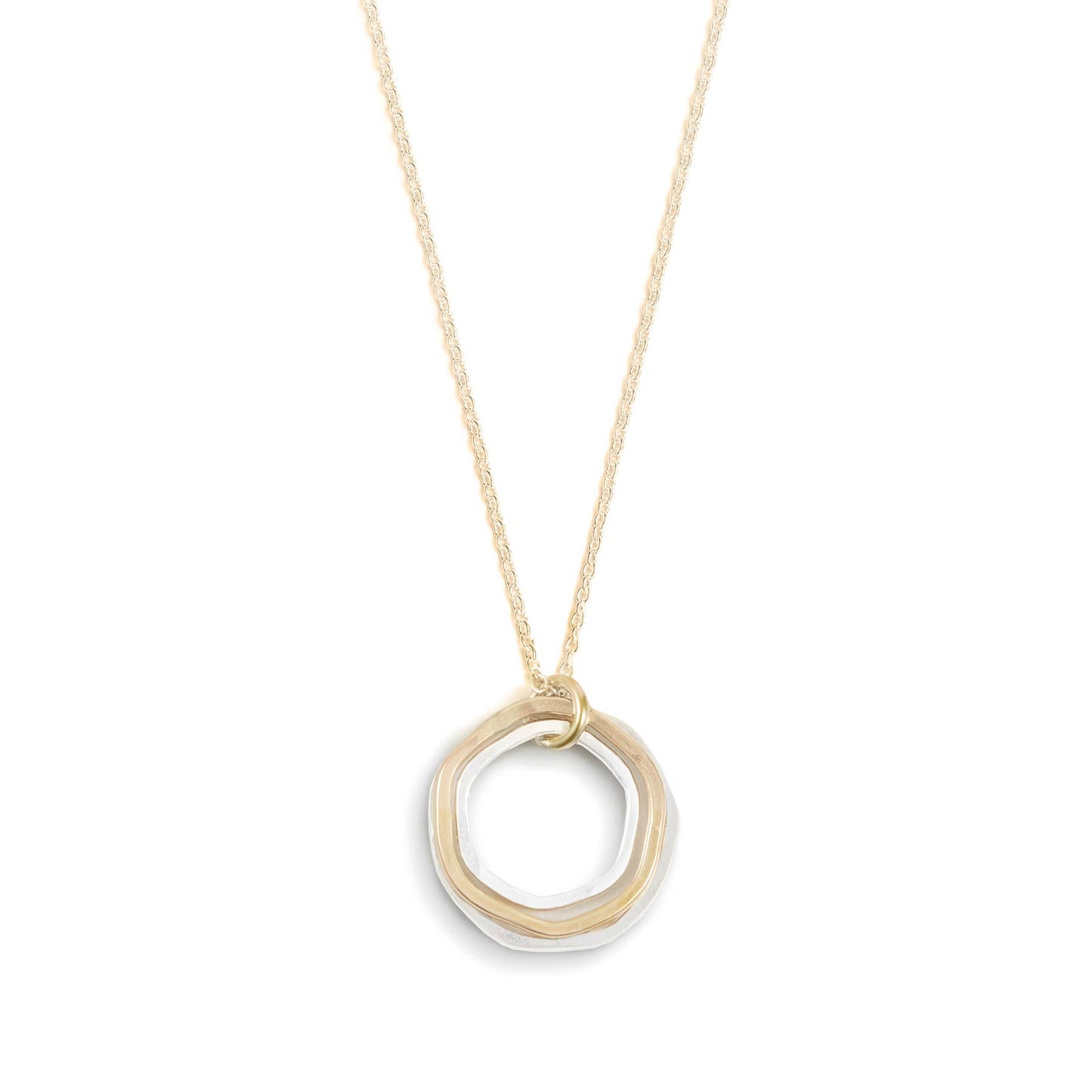 River Rocks Necklace, Three Circles Silver Gold Dainty