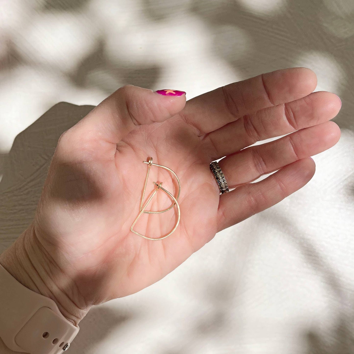 Minimal Hoop Earrings - Small Semi Circle Half Moon