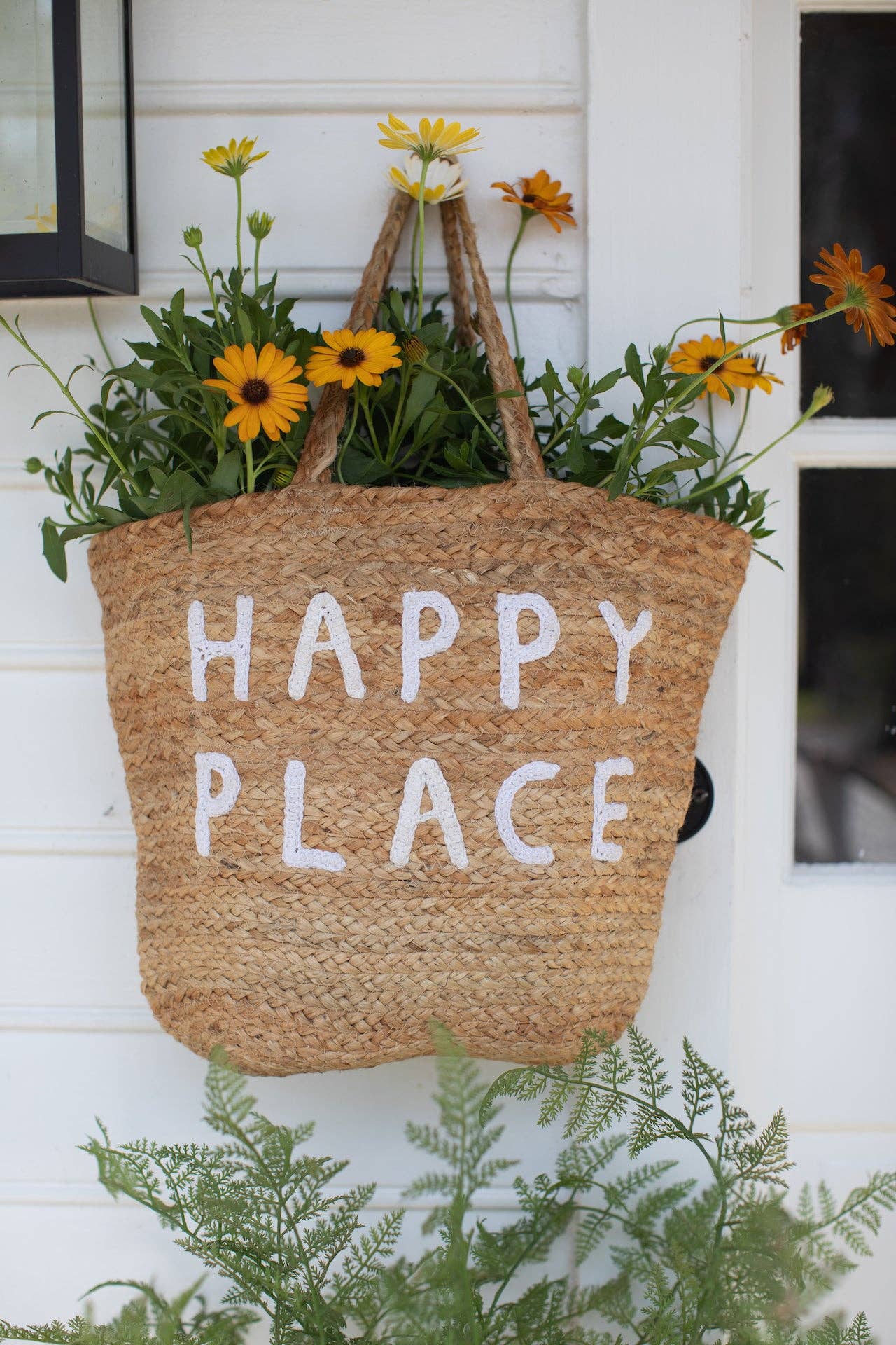 Small Happy Place Jute Tote Bag