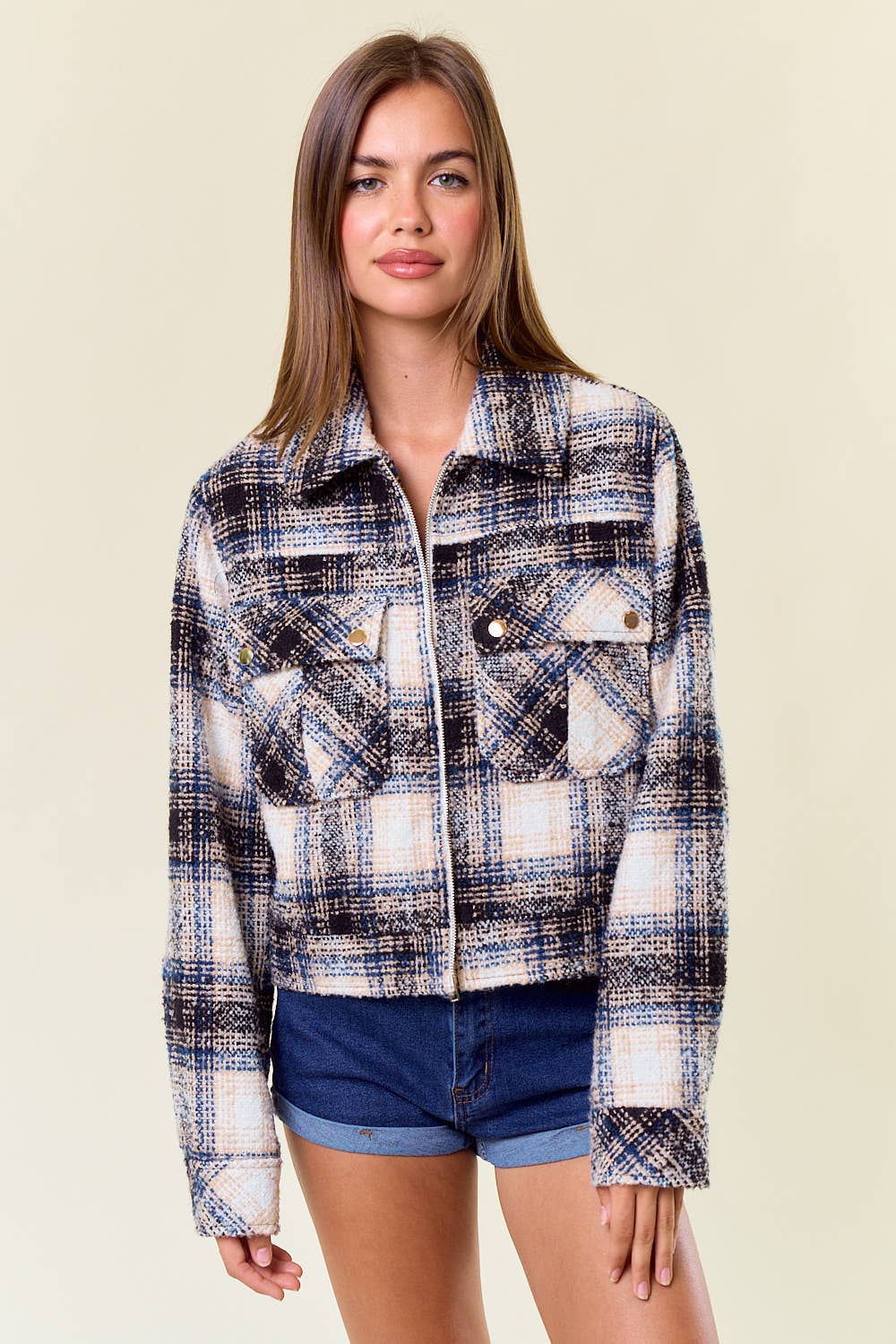 Textured Plaid Jacket