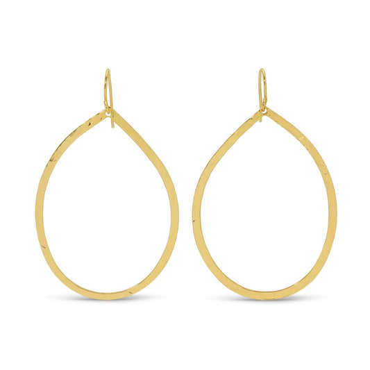 Large Lightly Hammered Open Teardrop Earrings