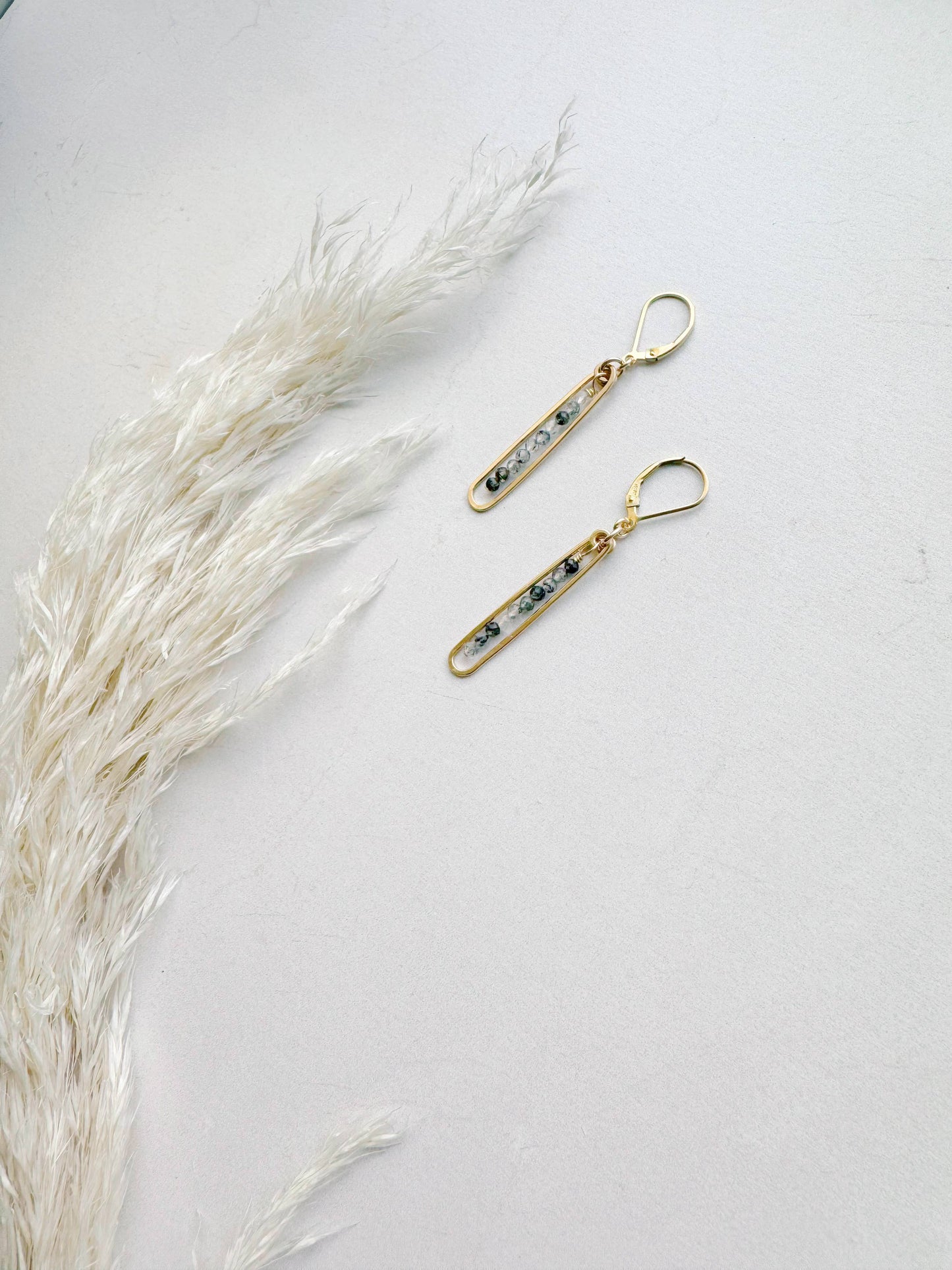 Lyric | Gold Filled Handmade Earrings | Black Rutile Quartz