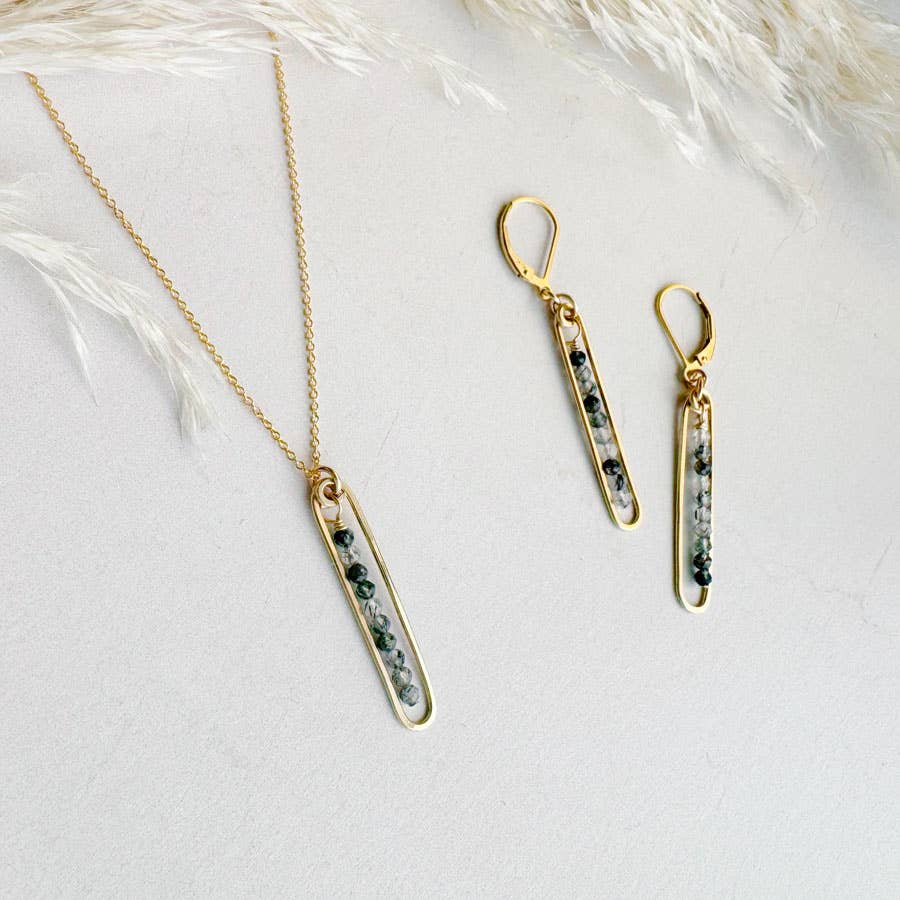 Lyric | Gold Filled Handmade Earrings | Black Rutile Quartz