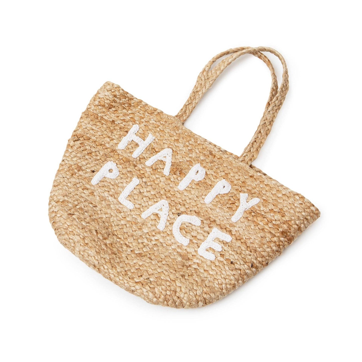 Small Happy Place Jute Tote Bag