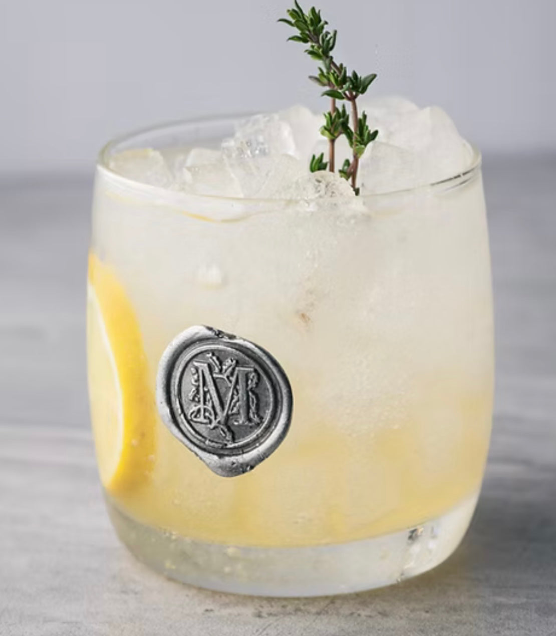 Double Old Fashion Pewter Initial Glass