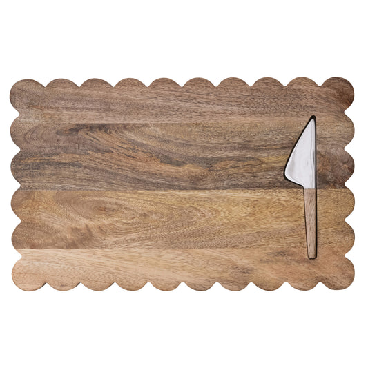 Mango Wood Serving Board with Knife