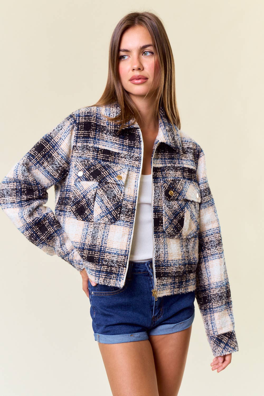 Textured Plaid Jacket