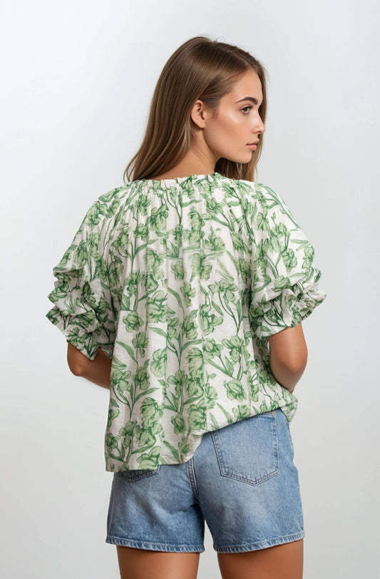 BUBBLE SLEEVE SWING TOP - 45543T