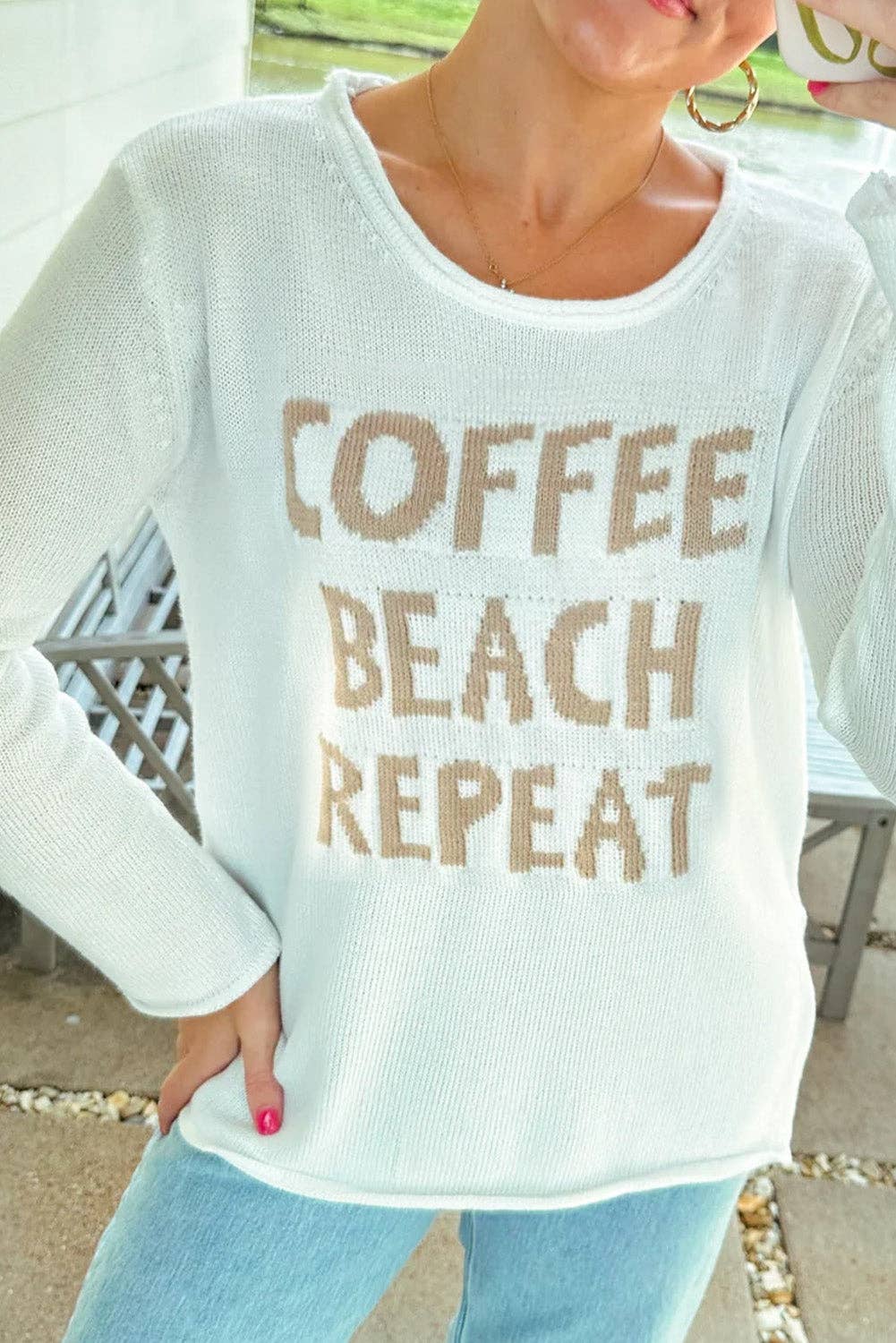 COFFEE BEACH REPEAT Graphic Sweater