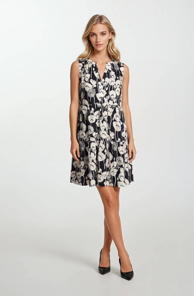 SURPLICE TIERED MINI DRESS