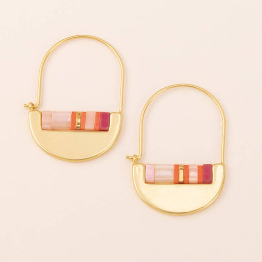 Good Karma Miyuki Crescent Hoop - Pink Multi/Gold