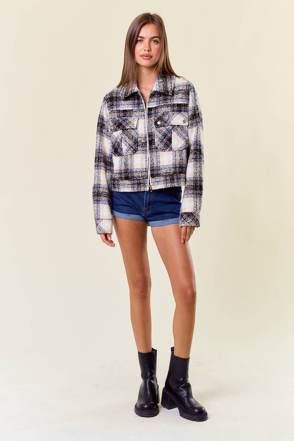 Textured Plaid Jacket