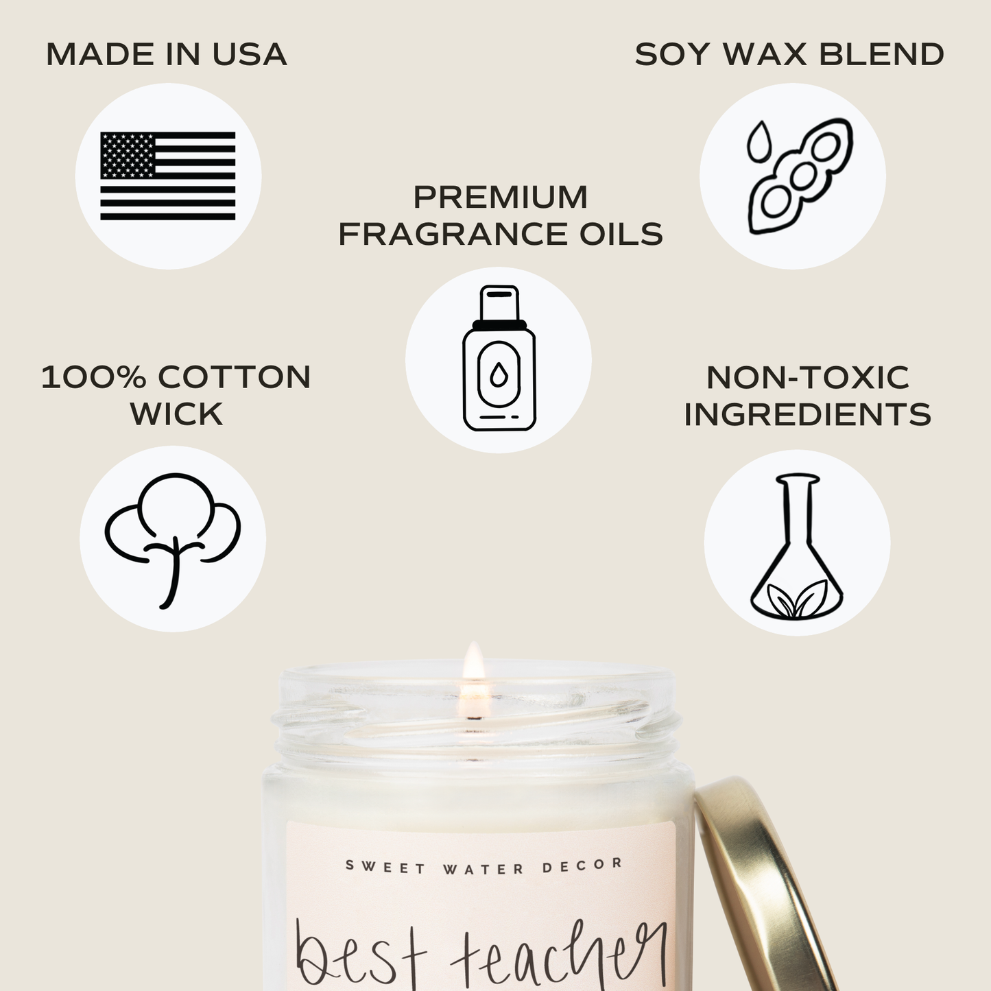 Best Teacher Ever 9 oz Soy Candle - Home Decor & Gifts