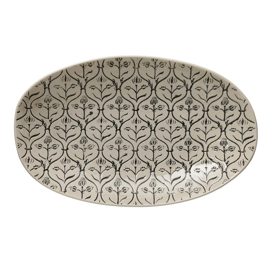 Hand-Stamped Stoneware Platter