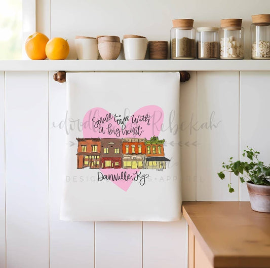 Small Town with a Big Heart Custom Town Tea Towel