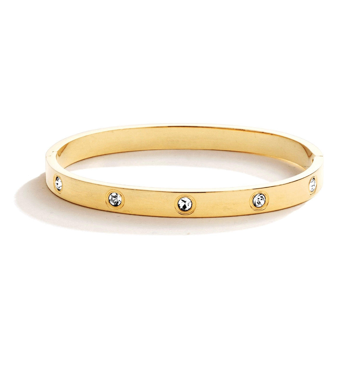 Hinged Bangle Bracelet with Cubic Zirconia (choose Gold or Silver)