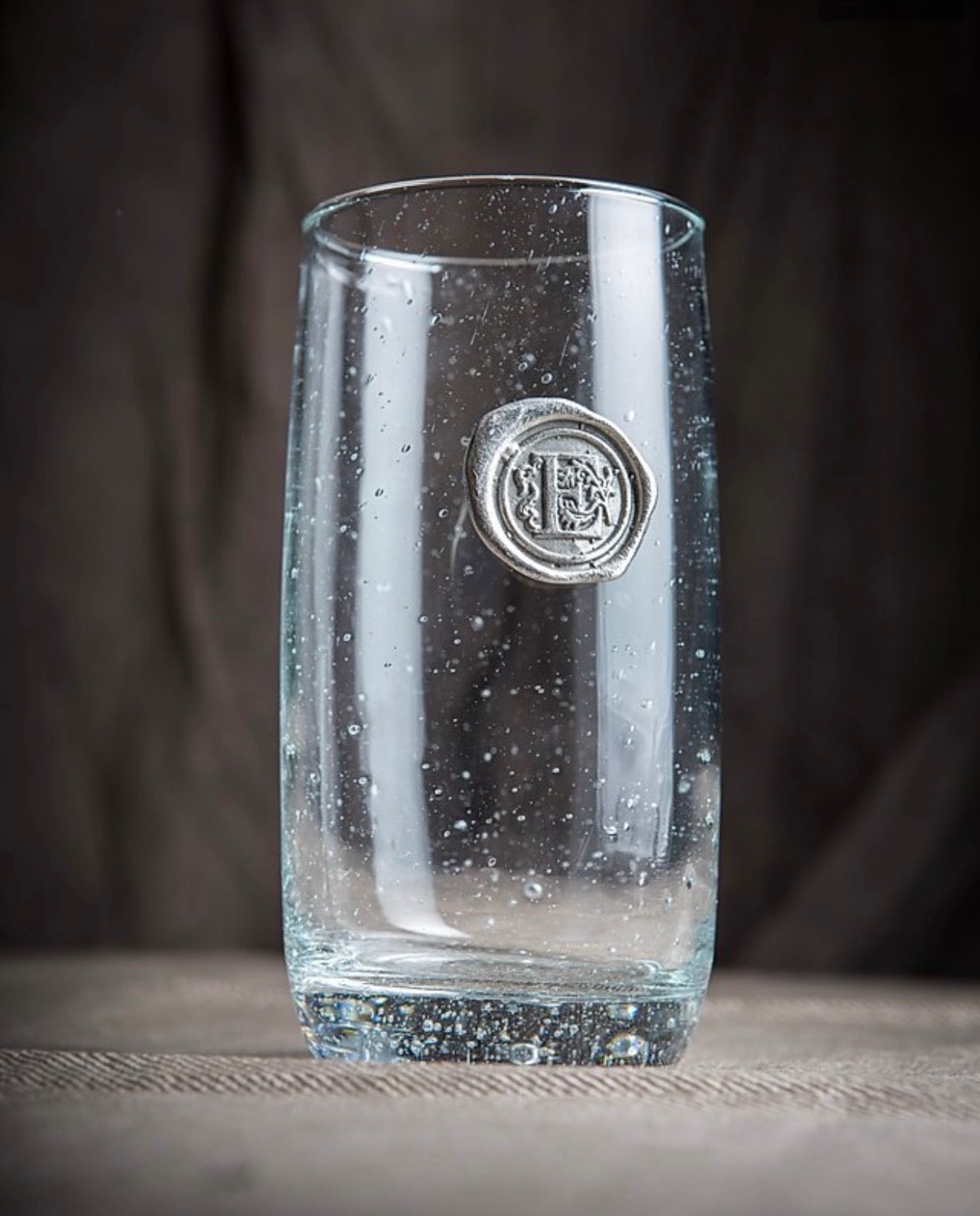 Iced Tea Pewter Initial Glass