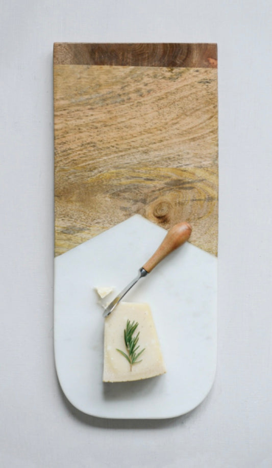 Mango Wood + Marble Cheese Cutting Board