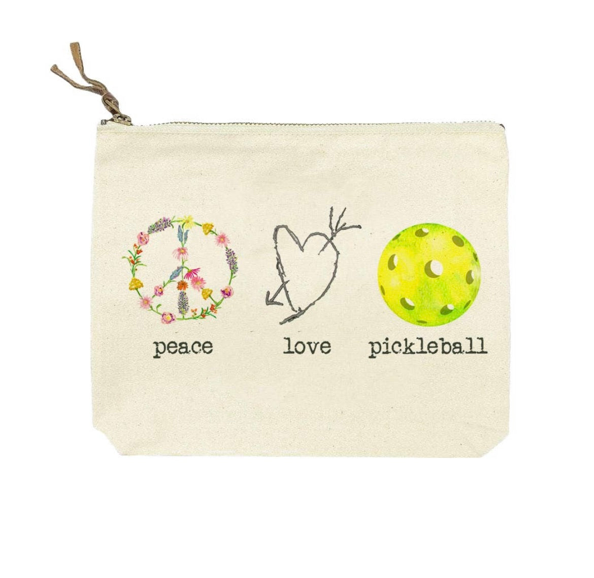 Peace Love Pickleball Cosmetic Bag