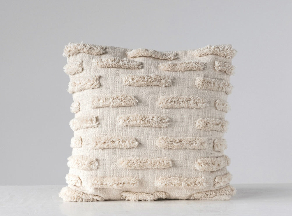 Woven Cotton Fringe Pillow