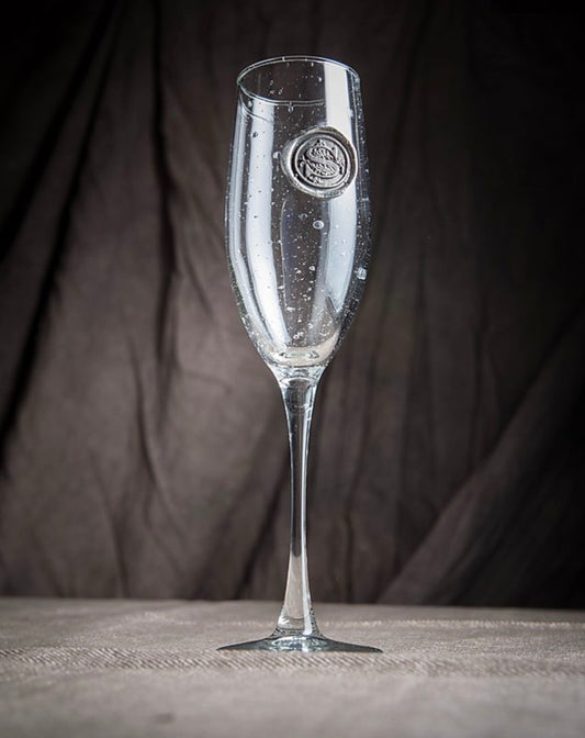 Champagne Flute Pewter Initial Glass